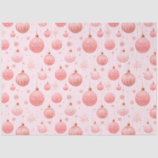 ピンクのクリスマスオーナメント雪の結晶クリスマス 薄葉紙 (正面)