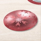 ピンクのクリスマスオーナメント ラウンドペーパーコースター (アングル)