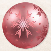 ピンクのクリスマスオーナメント ラウンドペーパーコースター (正面)