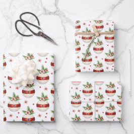ピンクのクリスマスオーナメント ラッピングペーパーシート