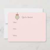 ピンクのクリスマスオーナメント 招待状 (裏面)