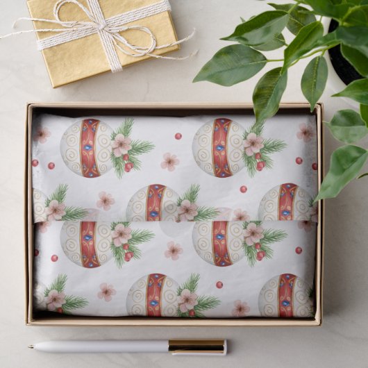 ピンクのクリスマスオーナメント 薄葉紙 (ギフト)