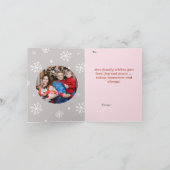 ピンクのクリスマスカスタムの写真 カード (内部)