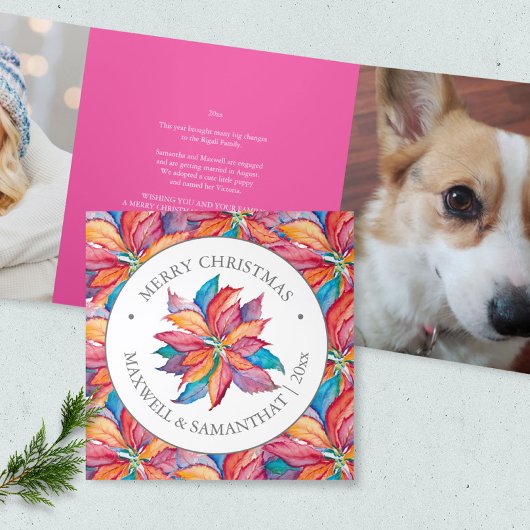 ピンクのクリスマスカードのレビュー年 三つ折りクリスマスカード