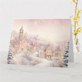 ピンクのクリスマスカード カード (黄色い花)