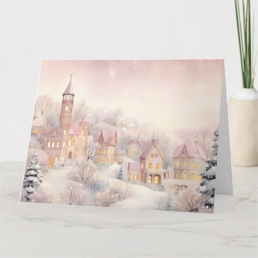 ピンクのクリスマスカード カード (正面)