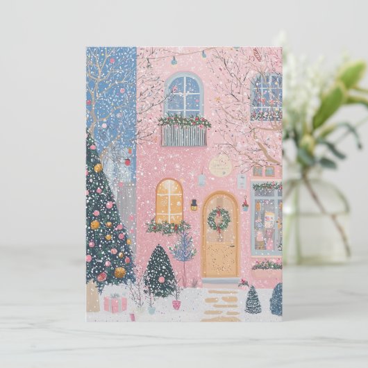 ピンクのクリスマスカード シーズンカード (スタンド正面)