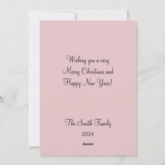 ピンクのクリスマスカード シーズンカード (裏面)