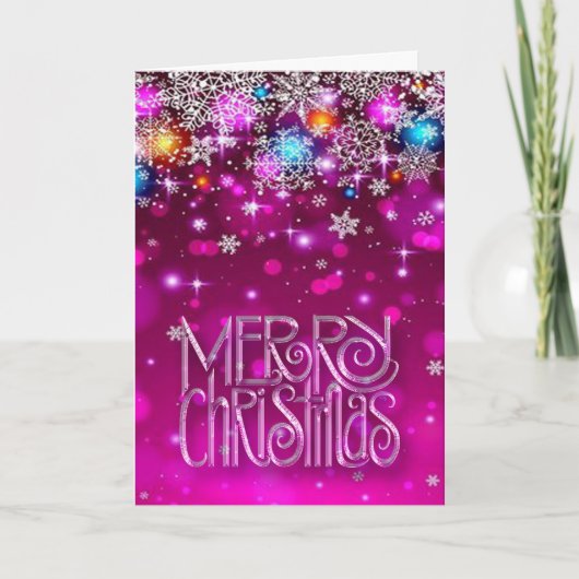 ピンクのクリスマスカード シーズンカード (正面)