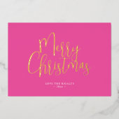 ピンクのクリスマスカード(写真あり) 箔シーズンカード (正面)