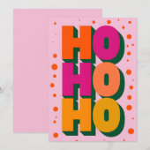 ピンクのクリスマスカード HOHOHO シーズンカード (正面/裏面)