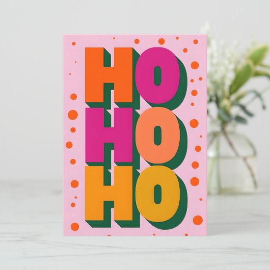 ピンクのクリスマスカード HOHOHO シーズンカード (スタンド正面)