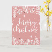 ピンクのクリスマスカーパーソナライズされたド（クリスマスカード） カード (黄色い花)