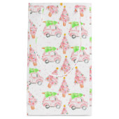 ピンクのクリスマスカーホリデー抱き枕 スモールペーパーバッグ (正面)