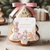 ピンクのクリスマスガールベイビーシャワー スクエアシール