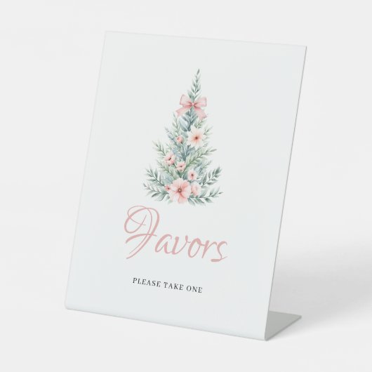 ピンクのクリスマスガール赤ちゃんシャワーのお気に入り 台座サイン (正面)