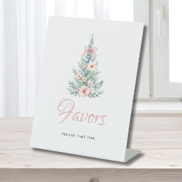 ピンクのクリスマスガール赤ちゃんシャワーのお気に入り 台座サイン