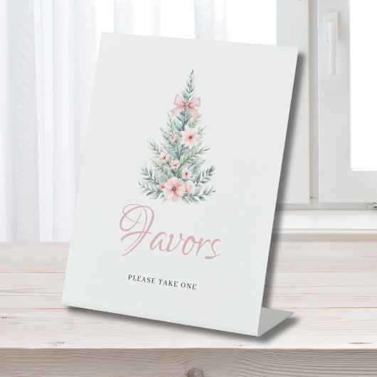 ピンクのクリスマスガール赤ちゃんシャワーのお気に入り 台座サイン