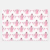 ピンクのクリスマスガール銀杏パン飴の贈り物 ラッピングペーパーシート (正面3)