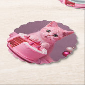 ピンクのクリスマスキャスター ペーパーコースター (アングル)