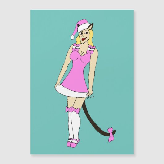 ピンクのクリスマスキャットガール (正面)