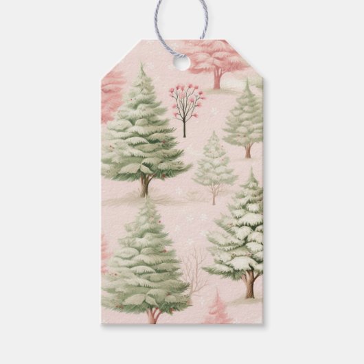 ピンクのクリスマスギフトタグ ギフトタグ (正面)