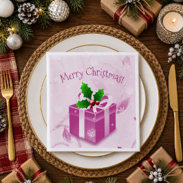 ピンクのクリスマスギフトペーパーナプキン