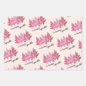 ピンクのクリスマスギフトラップ ラッピングペーパーシート (正面2)