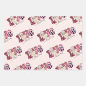 ピンクのクリスマスギフトラップ ラッピングペーパーシート (正面)