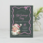 ピンクのクリスマスギフト交換パーティー 招待状 (スタンド正面)