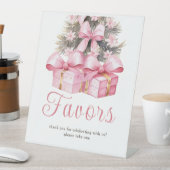 ピンクのクリスマスギフト赤ちゃんシャワー 台座サイン (インサイチュ)