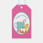 ピンクのクリスマスクッキーとココアギフトラベル ギフトタグ (正面)