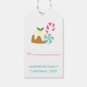 ピンクのクリスマスクッキーとココアギフトラベル ギフトタグ (裏面)