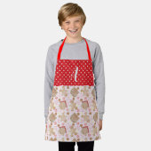 ピンクのクリスマスクッキーのエプロン、小さなエプロン エプロン (着用した状態)