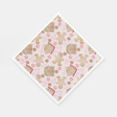 ピンクのクリスマスクッキーストライプ紙ナプキン スタンダードランチョンナプキン (角)