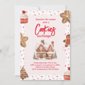 ピンクのクリスマスクッキー交換 | カラフル 招待状 (正面)