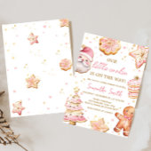 ピンクのクリスマスクッキー ベイビーシャワー 招待状