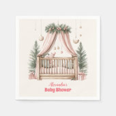 ピンクのクリスマスクリブベビーシャワー スタンダードカクテルナプキン (正面)