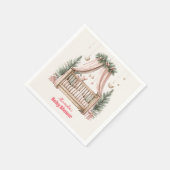 ピンクのクリスマスクリブベビーシャワー スタンダードカクテルナプキン (角)