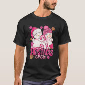 ピンクのクリスマスクルー雪だるまとキャンディーケーンクリスマスH Tシャツ (正面)