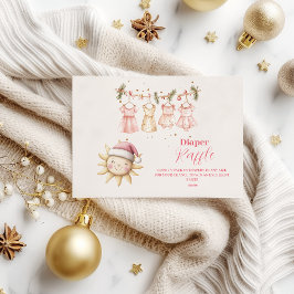 ピンクのクリスマスクロステラインおむつラッフル エンクロージャーカード