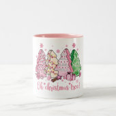 ピンクのクリスマスケーキOhクリスマスツリー ツートーンマグカップ (中央)
