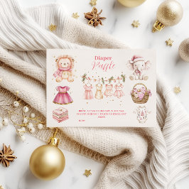 ピンクのクリスマスコラージュおむつラッフル エンクロージャーカード