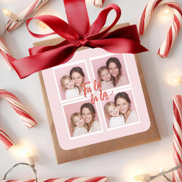 ピンクのクリスマスコラージュ写真ステッカー スクエアシール