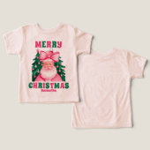ピンクのクリスマスサンタクロースパーソナライズされたの名前 (デザイン正面&裏面)