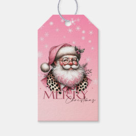 ピンクのクリスマスサンタクロース メリークリスマス ギフトタグ