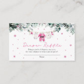 ピンクのクリスマスサンタベビーシャワーおむつラッフル エンクロージャーカード (正面)