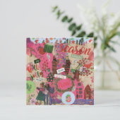 ピンクのクリスマスザシーズンフラットグリーティングカード (スタンド正面)