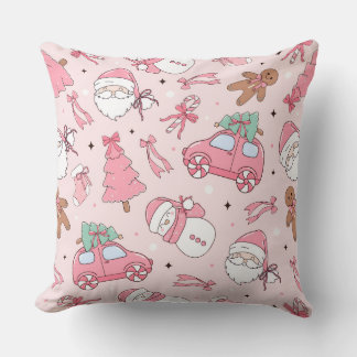 ピンクのクリスマスシームレススローピロー クッション