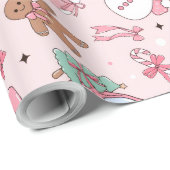 ピンクのクリスマスシームレス ラッピングペーパー (ロールコーナー)